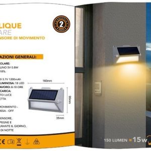 SKU YH0408-PIR-C applique solare  LUCE CALDA 3000K