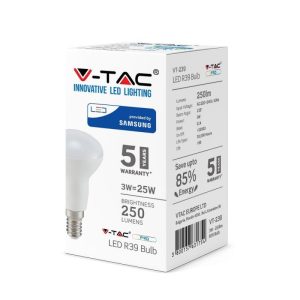 SKU 211 LUCE 4000K NATURALE  VT-239  V-TAC PRO Lampadina LED Chip Samsung E14 3W R39