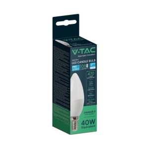 SKU 2120045 VT-293D-N V-TAC PRO Lampadina LED Chip Samsung E14 5,5W C37 a Candela 3000K Dimmerabile