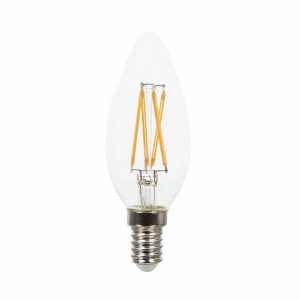 SKU 43651 LUCE  2700K  CALDA VT-1986D  V-TAC Lampadina LED E14 4W 100LM/W Candela Filamento Incrociato Dimmerabile