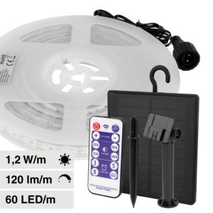 Kit Strip LUCE 3000K CALDA  LED  con Pannello Solare 1.2W/m 3000K IP67