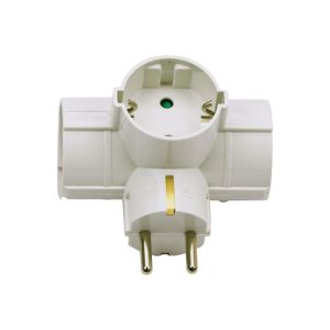 SKU 8790 VT-1012  V-TAC  Multipresa con 2 Prese Laterali 10A 2P + Schuko e una Superiore 10A 2P + Schuko con Spina Schuko