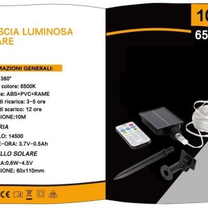 SKU-KYP-10F  LUCE 6500K  STRISCE LED SOLARE PER ESTERNI E INTERNO,10M STRISCIA LED LUMINOSA A ENERGIA SOLARE