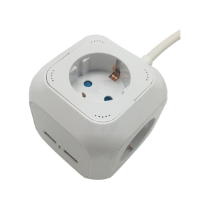 V-TAC VT-1154-2 Multipresa Cubica con Cavo 1,4 mt 4 Prese Shuko e 2 USB e Spina Shuko Colore Bianco - SKU 8800