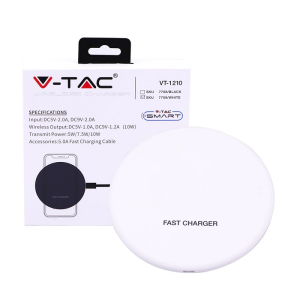 V-TAC VT-1210 Caricatore Wireless Veloce 5A Rotondo Colore Bianco - SKU 7709