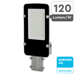 LUCE 6400K BIANCA BIANCA     SKU 526  V-TAC PRO Armatura Stradale LED Chip Samsung 30W 120LM/W Colore Grigio  IP65