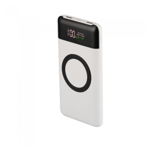 V-TAC VT-3521-W Power Bank 10.000 Mah con Display Dual USB e Tipo C Colore Bianco - SKU 8906