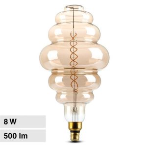 8W E27 LUCE  1800K Dimmerabile  SKU 217465 VT-218 V-TAC Lampadina LED  S200 Doppio Filamento Oscurato