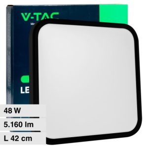 48W LUCE 3000K CALDA SKU 76481 V-TAC Plafoniera LED Quadrata Cornice Nera IP44