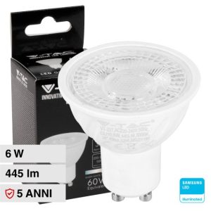 6W 38° LUCE  4000K NATURALE SKU 21190  V-TAC PRO Faretto LED Chip Samsung GU10