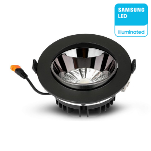 10W LUCE 6400K V-TAC PRO Faretto LED Chip Samsung da Incasso Rotondo LED COB  Riflettore Orientabile Colore Nero