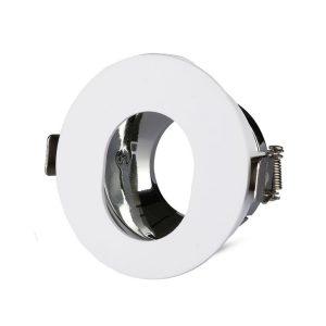SKU 3164 VT-874-WCV-TAC Portafaretto LED da Incasso GU10 Rotondo Orientabile con Foro Ovale Colore Bianco con Interno Cromato
