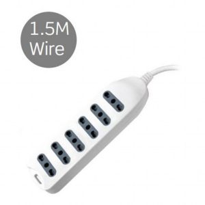 SKU 8709  V-TAC Multipresa con Cavo 1,5m 6 Prese 10/16A 2P+T Bipasso con Attacco a Parete con Spina 16A 2P+T Colore Bianco