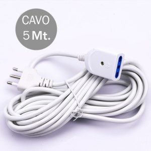 5m  2P+T 16A   Prolunga di Correnteon Spina Bipassoe Presa Bipasso 2P+T 10/16A Colore Bianco