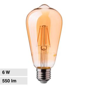 6W LUCE  2200K  CALDA SKU 214362 V-TAC Lampadina LED E27 ST64 Filamento Ambrato