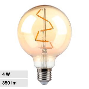 4W LUCE  2200K CALDA  SKU 217146  V-TAC Lampadina LED E27 G95 Filamento Ambrato