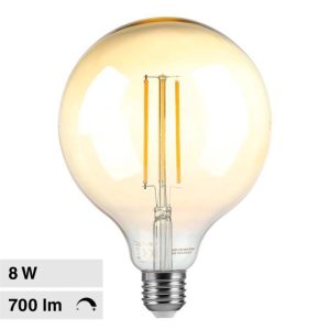 8W LUCE  2200K Dimmerabile CALDA SKU 217155 V-TAC Lampadina LED E27G125 Filamento Ambrato