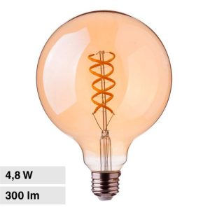 5W LUCE  1800K CALDA  SKU 217217  V-TAC Lampadina LED E27 G95 Filamento Ambrato