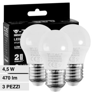 4,5W G45 3000K (Box 3 pezzi)  luce calda SKU 217362  V-TAC Lampadina LED E27