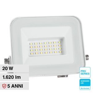 20W LUCE 4000K NATURALE SKU 10018 V-TAC PRO Faro LED Chip Samsung  Colore Bianco IP65