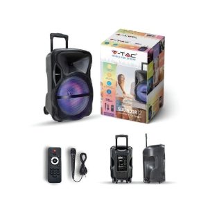 35W Altoparlante Trolley Ricaricabile  Microfono Cablato Telecomando RGB per Cassa 12 pollici