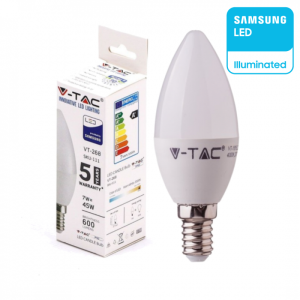 7W LUCE 6400K   BIANCA  SKU 113   V-TAC PRO Lampadina LED Chip Samsung E14 Candela