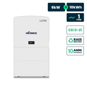 6KW+15KW inverter Fotovoltaico Hiconics HiEnergy Monofase Ibrido ALL-IN-ONE Alta Tensione 6kW On Grid/Off Grid con Accumulo LFP 15kWh,