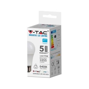 12W LUCE 6400K BIANCA  Dimmerabile SKU 20185  V-TAC PRO Lampadina LED Chip Samsung E27
