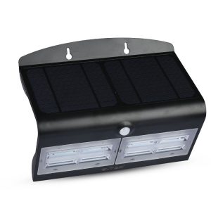 6,8W 60LED luce 4000k  V-TAC Lampada LED Solare da Muro a Batteria con Sensore PIR Colore NeroIP65