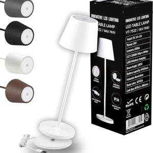 2W LUCE 3000K CALDA  Wireless e Touch Dimmerabile  Lampada LED da Tavol  Colore Bianco in Alluminio con caricatore