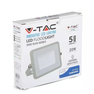 SKU 446 VT-20-G  V-TAC PRO Faro LED SMD Chip Samsung 20W Colore Grigio 4000K IP65