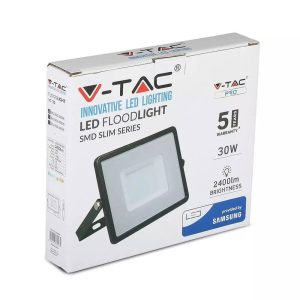 SKU 401 VT-30-B  V-TAC PRO Faro LED SMD Chip Samsung 30W Colore Nero 4000K IP65