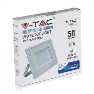 SKU 411 VT-50-W V-TAC PRO Faro LED SMD Chip Samsung 50W Colore Bianco 6400K IP65