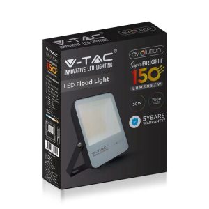 SKU 5998 VT-4961 V-TAC Faro LED SMD 50W 150LM/W Colore Nero 3000K IP65