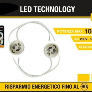 Portalampada LED per Faretto In Ceramica GU10 con Cavo in Siliconez confezione da 100pz
