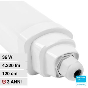 36W luce 6500k  120LM/W  LED Chip Samsung Impermeabile  Collegabile GT-Series 120cm  IP65