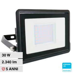 30W LUCE 6500K BIANCA   PRO Faro LED Chip Samsung  Colore Nero  IP65
