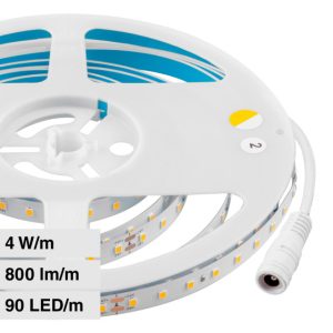 24V LUCE  4000K  Strip LED SMD2835 4W/m 5m 90 LED/m   200LM/W  IP20 CRI>90 10mm