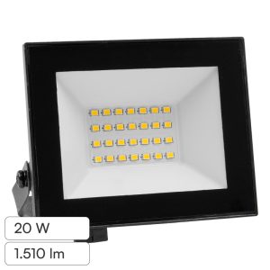 20W LUCE 4000K NATURALE Faro LED SMD  Slim E-Series con Driver Integrato Nero  IP65