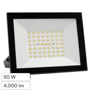 50W  LUCE 6500K BIANCA Faro LED SMD Slim E-Series con Driver Integrato Nero  IP65